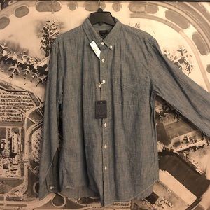 NWT J. Crew Medium Drk Japanese Chambray Shirt